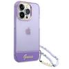 Etui do iPhone 14 Pro Max Guess Translucent Pearl Strap Fioletowe
