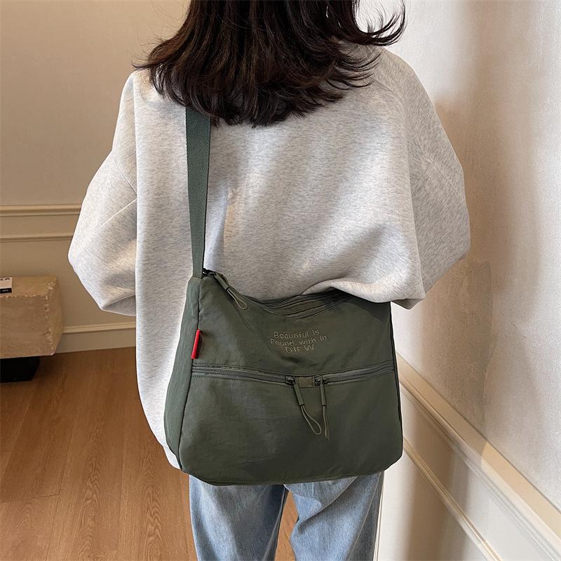 Korean Minimalist Oxford Square Women's Bag - Solid Color Soft Large Capacity Multifunctional Commuter Shoulder Bag, Casual Fashion Versatile