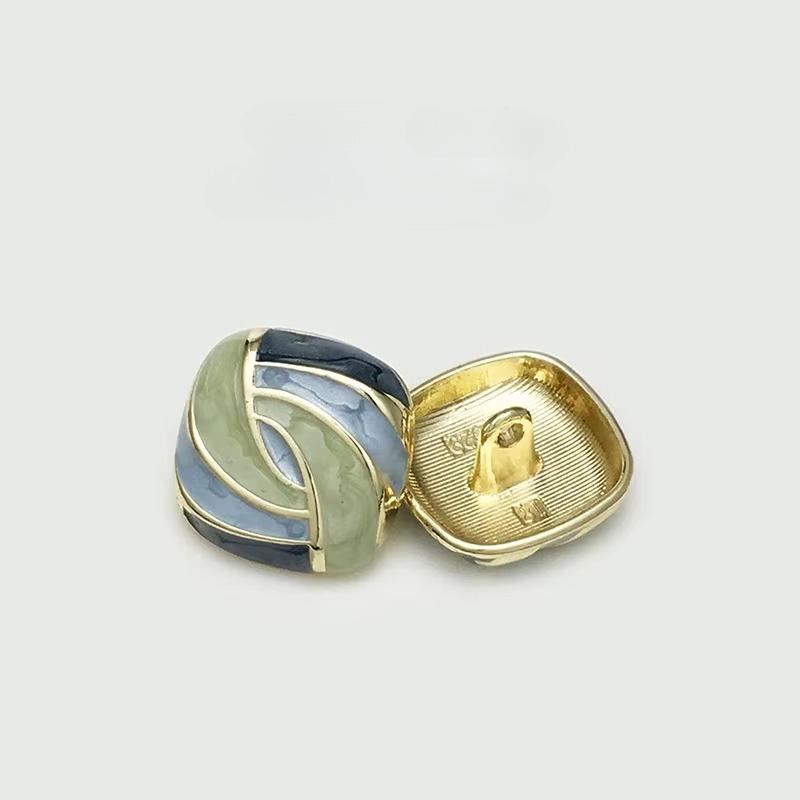 10PCS Of National Style Enamel Colorful Metal Buttons Burnt Blue Palace Oil Square Flower Clothing Button