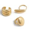 Ingemark 3er-Set Vintage Unregelmäßige Geometrische Offene Ringe für Damen Punk Goldfarbene Metall Fingerringe Eleganter Tägliche Schmuck Geschenk
