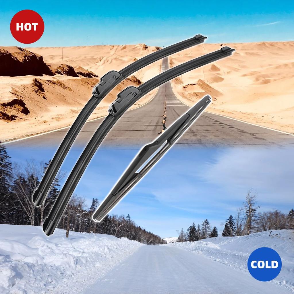 3ks Pro KIA Picanto SA MK1 Hatchback 2004-2011 22"+16"+12" Lišty předního zadního stěrače Čelní sklo Příslušenství pro frézy na okna 2008 2009 2010