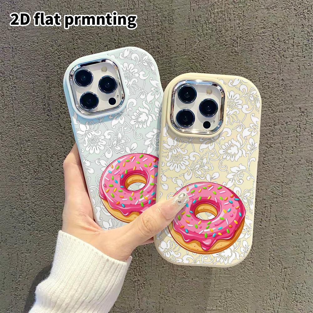 Phone case: 2D flat design suitable for iPhone 18 17 16 15 14 13 Pro protective case, couple style, donuts, Christmas and Halloween gifts