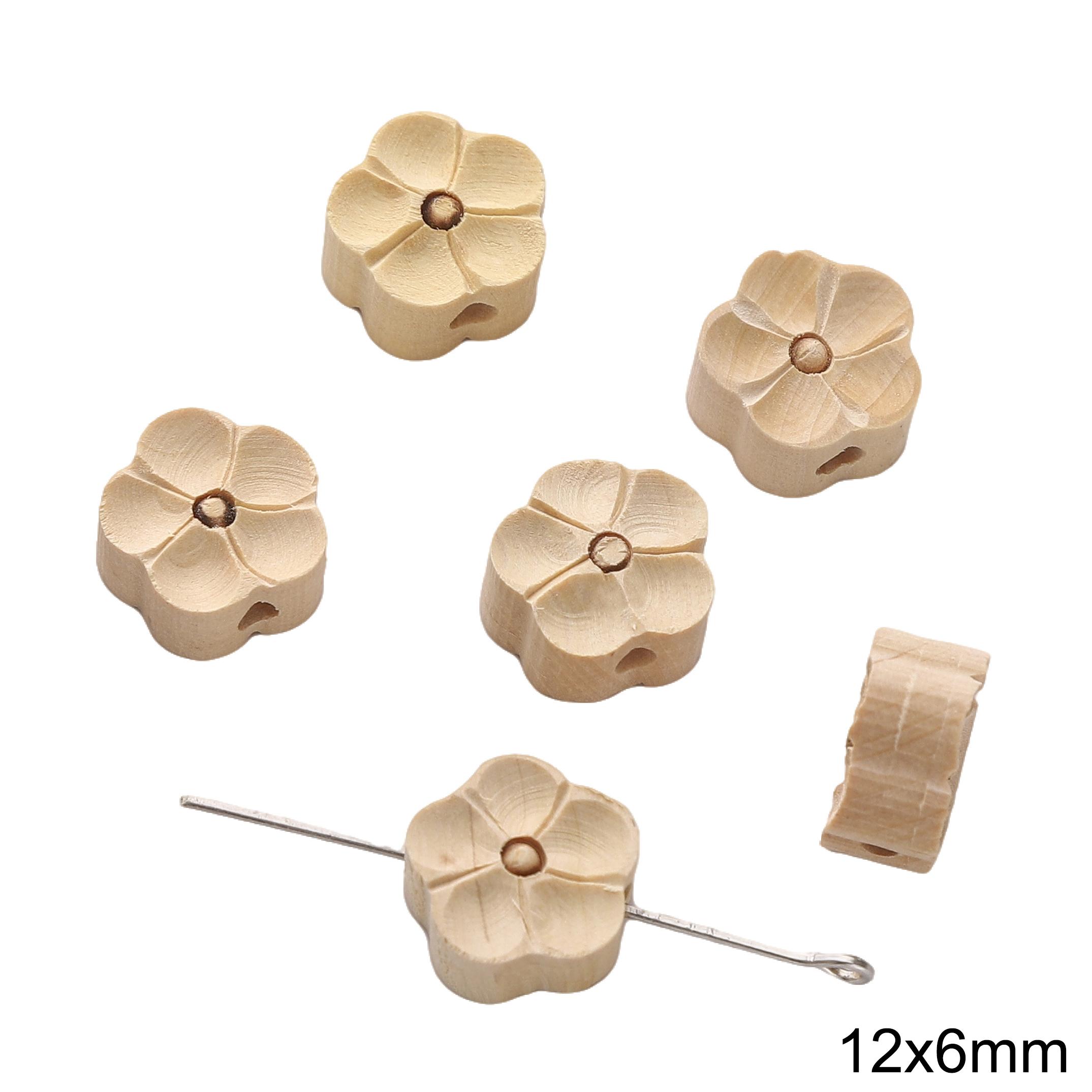 

Дерев яні намистини інтервальні розсипні намистини для DIY браслетів намист виготовлення ювелірних виробів Plum blossom 12x6mm