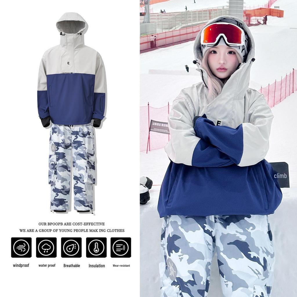 Verbessertes wasserdichtes Skianzug-Set mit warmem Hoodie und Hose für Damen und Herren