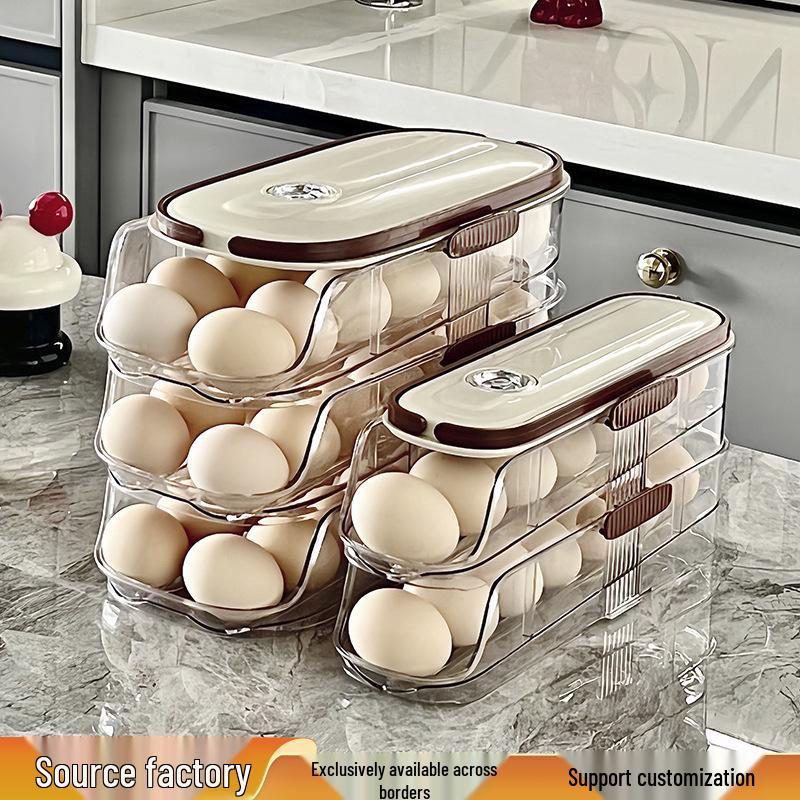 Multilayer Anti-Fall Egg Holder for Refrigerator Door - Food Grade Kitchen Storage Rack