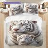 White Tiger Pattern Bedding Quilt Set Quilt Cover Pillowcase Home Decoration Birthday Gift (1 * Duvet Cover + 2 * Pillowcase, Without Core)