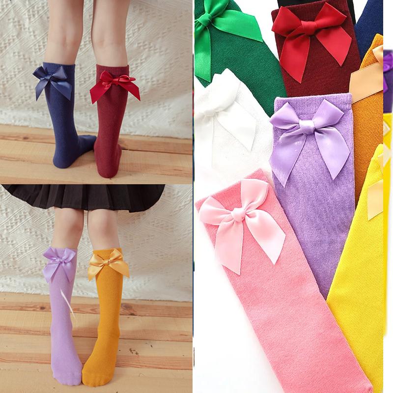2 To 8 Yrs Leg Warmers Cotton Long Socks Cute Sweet Girl Lace Bows Princess for Infant Baby Spring Winter Toddler Sock