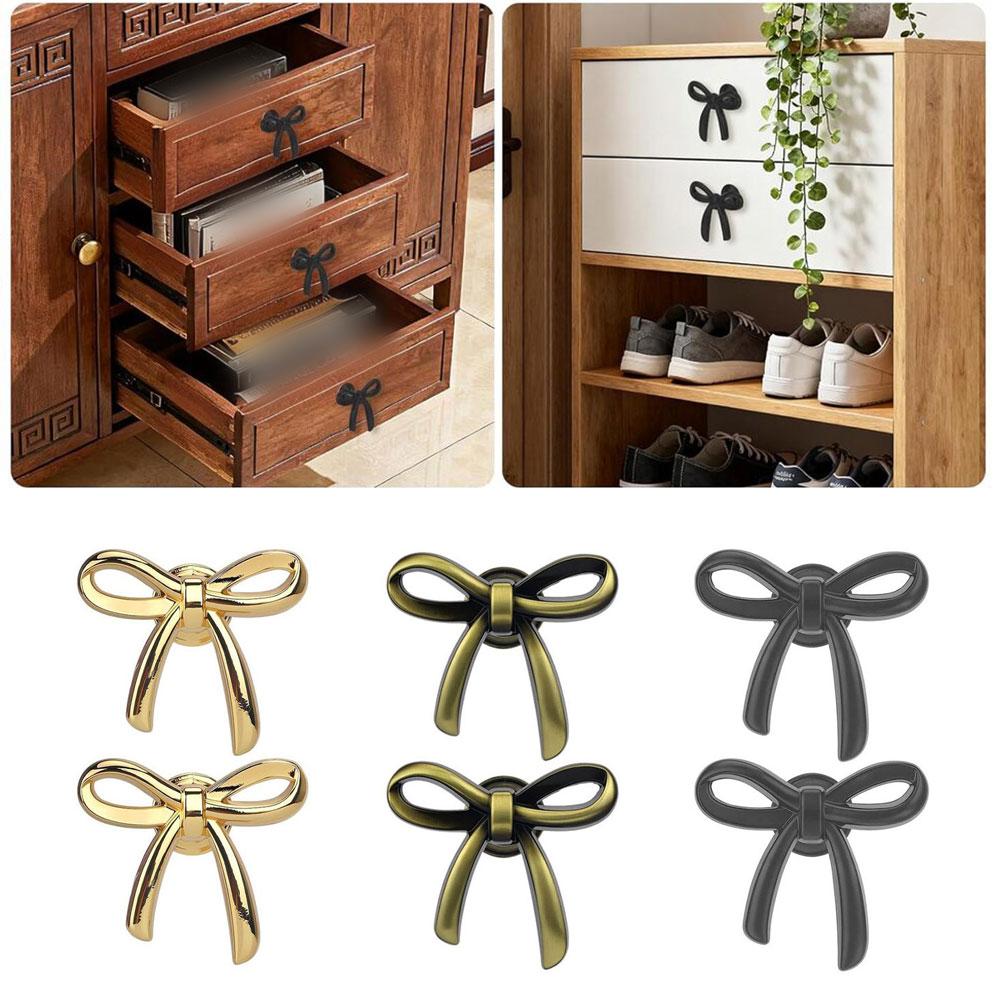 Vintage Bow Cabinet Knobs Decorative Zinc Alloy Drawer Pulls For Furniture Upgrade Decorative Handle Furniture Accessories
