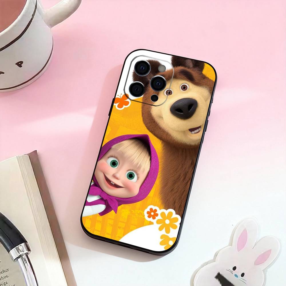 

CUTE M-Masha and the Bears Phone Case For iPhone 17,16,15,14,13,12,11 Plus,Pro,Max,XS Silicone Soft Cover iPhone16plus