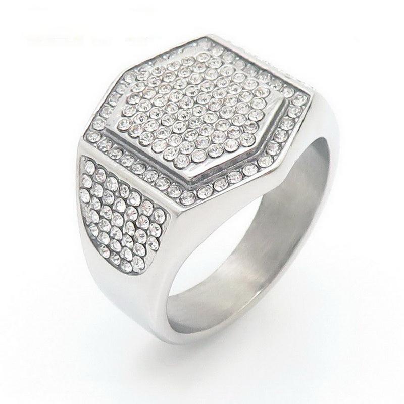 Kalen Larger Zirconia Ring for Men Punk Irregular Stainless Steel Finger Anillos Biker Party Jewelry Gifts