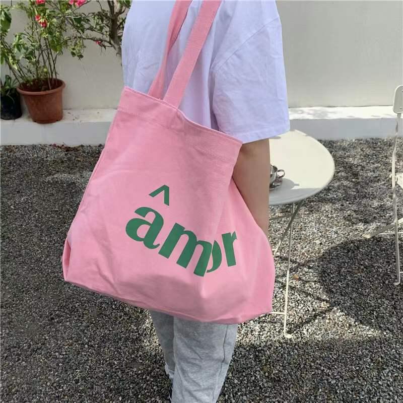 Korean Chic Minimalist Women's Canvas Shoulder Tote: Simple & Versatile College Style