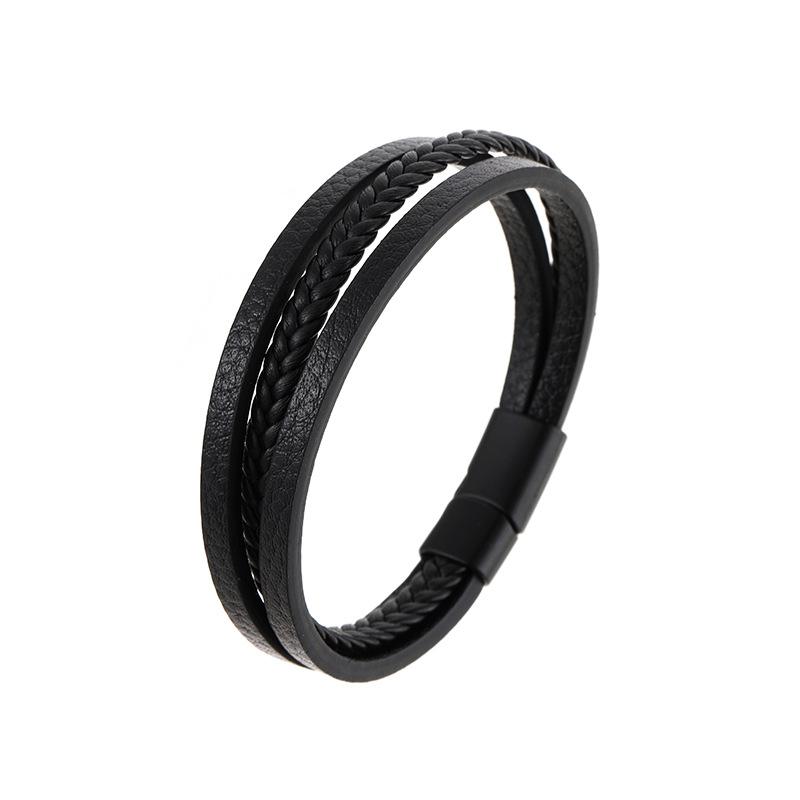 Minimalist Braided Leather Bracelet For Men Vintage Trendy Wristband Accessory Durable Stylish