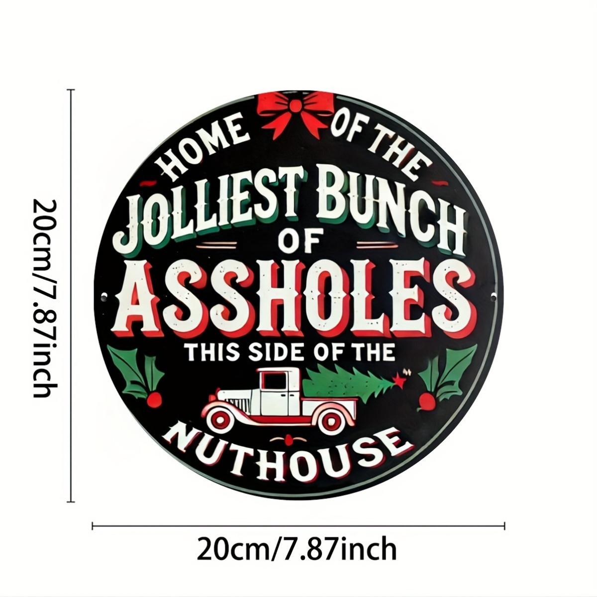 

Цельный алюминиевый рождественский знак «Самая счастливая семья придурков» для праздничного настенного украшения дома, кухни, сада, гаража чёрный