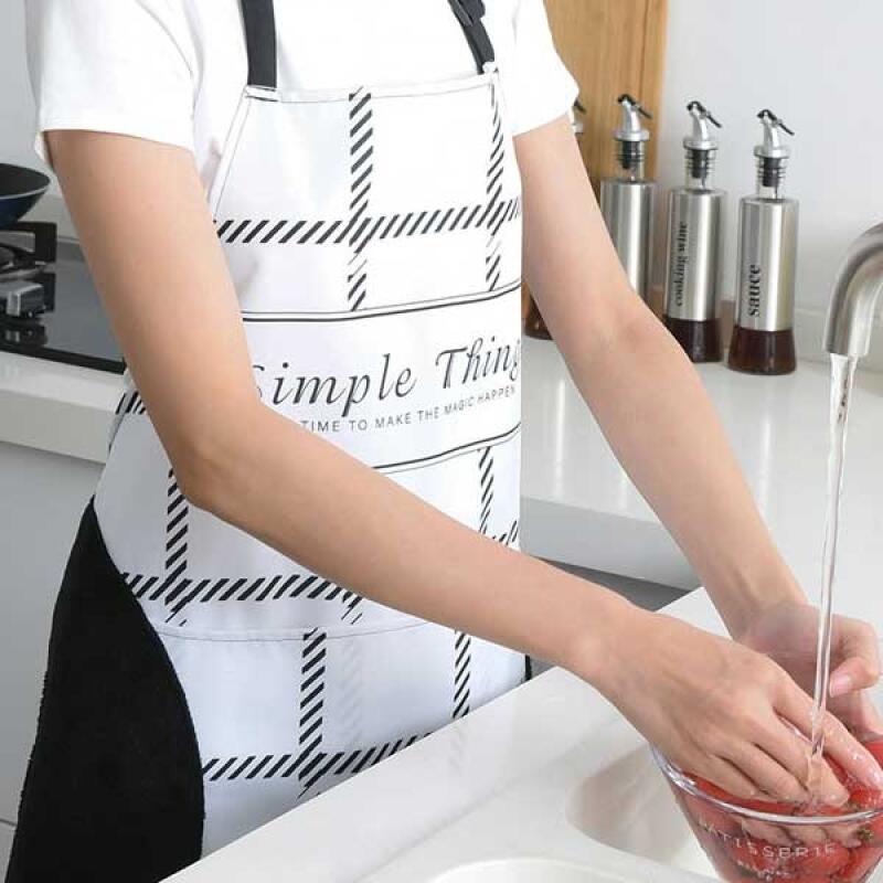 Waterproof hand-wiping apron 4 types Apron - Black Dot