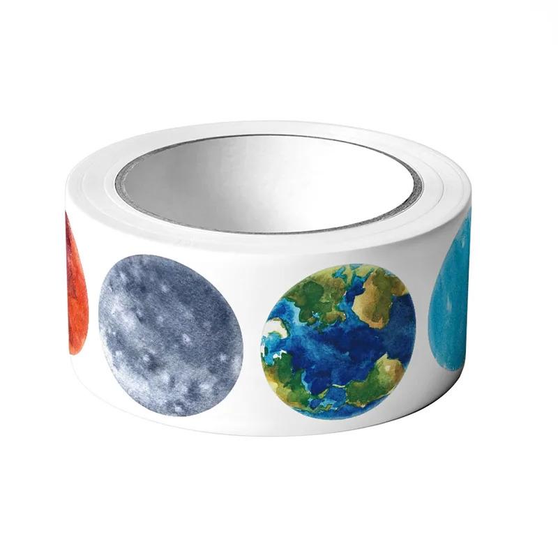 Colorful Solar System Planet Sticker Roll, 500 Pieces/Roll, 2.5 cm/1.0 Inch, for Space Knowledge Learning, Decorations, Gifts,