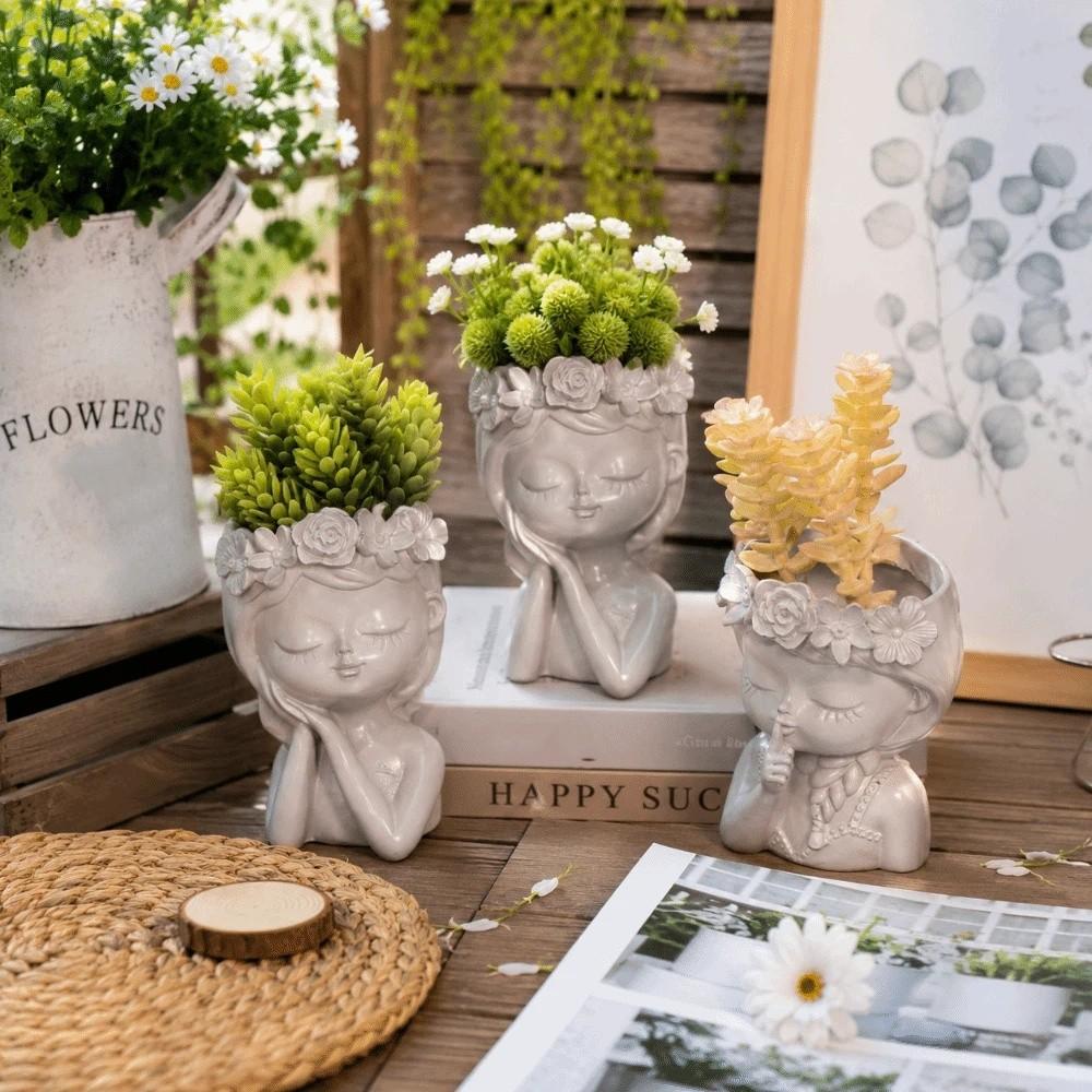 Candle Holder Plant Pot Resin Storage Can Pretty Girl Flower Pot Home Decoration