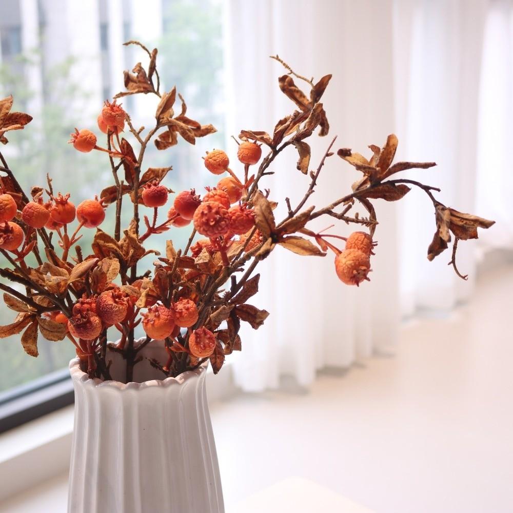 Plastic Foam Artificial Pomegranate Branches Long Branch Fruit With Leaves Simulated Pomegranate Fruit Hawthorn