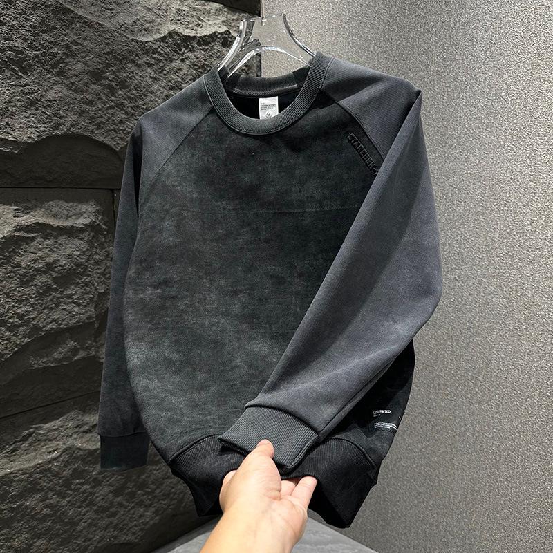 2025 Men's Korean Style Fleece Hoodie: Trendy Autumn/Winter Long Sleeve Pullover