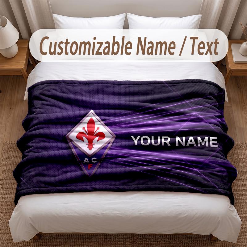 Fiorentina FC Printed Flannel Blanket Custom Name Text Soft Warm Throw For Bedroom Holiday Gift