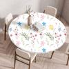 Plant Flower Patterns Round Tableclothes for Dining Table Fitted Table Protector Cover Elastic Edge Desk Decoration Waterproof