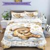 Teddy Bear Night Print 3Pcs Bedding Setduvet Cover With 2 Bedropillowcase Home Birthday Gift