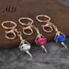 Bag Charm Zinc Alloy Keychain Pendant, Ballet Girl Shape Key Holder with Removable Imitation Gemstones Rhinestones, Easy To Install Lobster Clasp