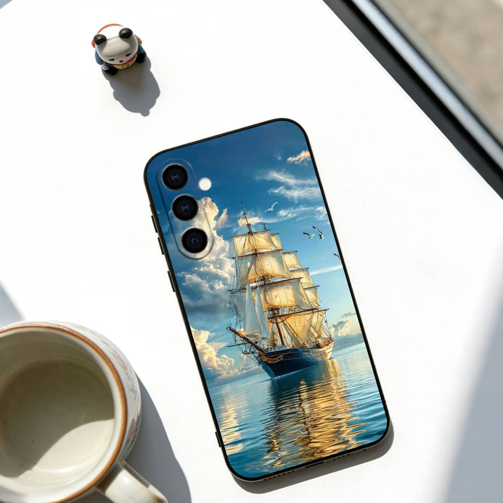 Sailing ship Phone Case Soft black For Samsung Galaxy A73,A72,A71,A70,A53,A52,A51