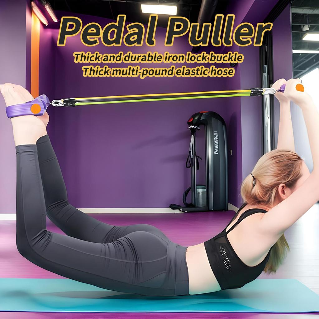 Multifunction Tension Rope Elastic Yoga Pedal Puller Resistance Band with Non-Slip Handle Leg Stretching Tension Rope Home