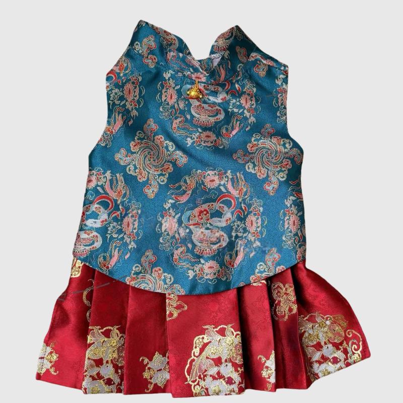 

Chinese New Year Dog Clothing Tang Suit Cat Puppy Pomeranian Poodle Bichon Schnauzer Clothes Spring Festival Pet Apparel Coat S