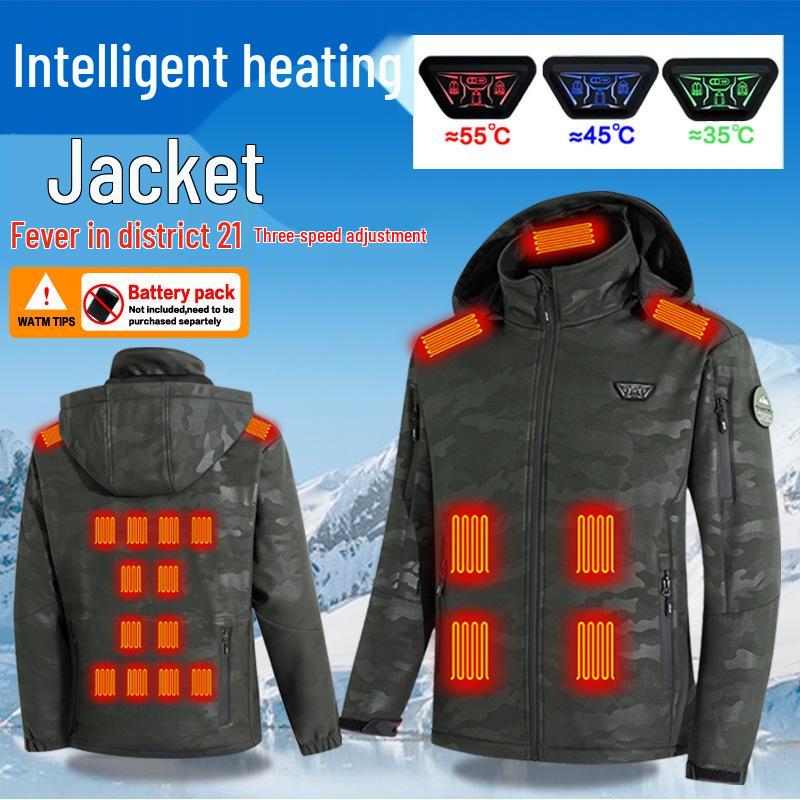 Smart Heated Hooded Jacket – Cold-Proof and Warm Cotton-Padded Windbreaker
