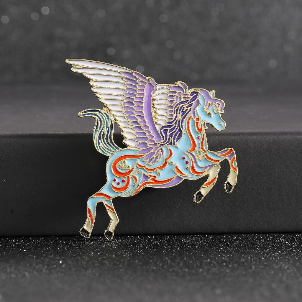 Chinesische Windöl-Tropfen-Tierkreiszeichen Bunte Pegasus Brosche Exquisite Korsage Brosche