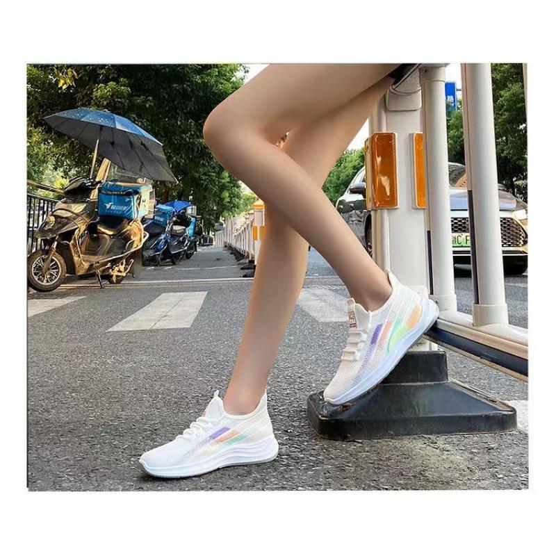 Atmungsaktive Mesh-Laufschuhe für Damen, leichte Slip-on-Freizeitschuhe mit farbigem Farbverlauf für den täglichen Gebrauch