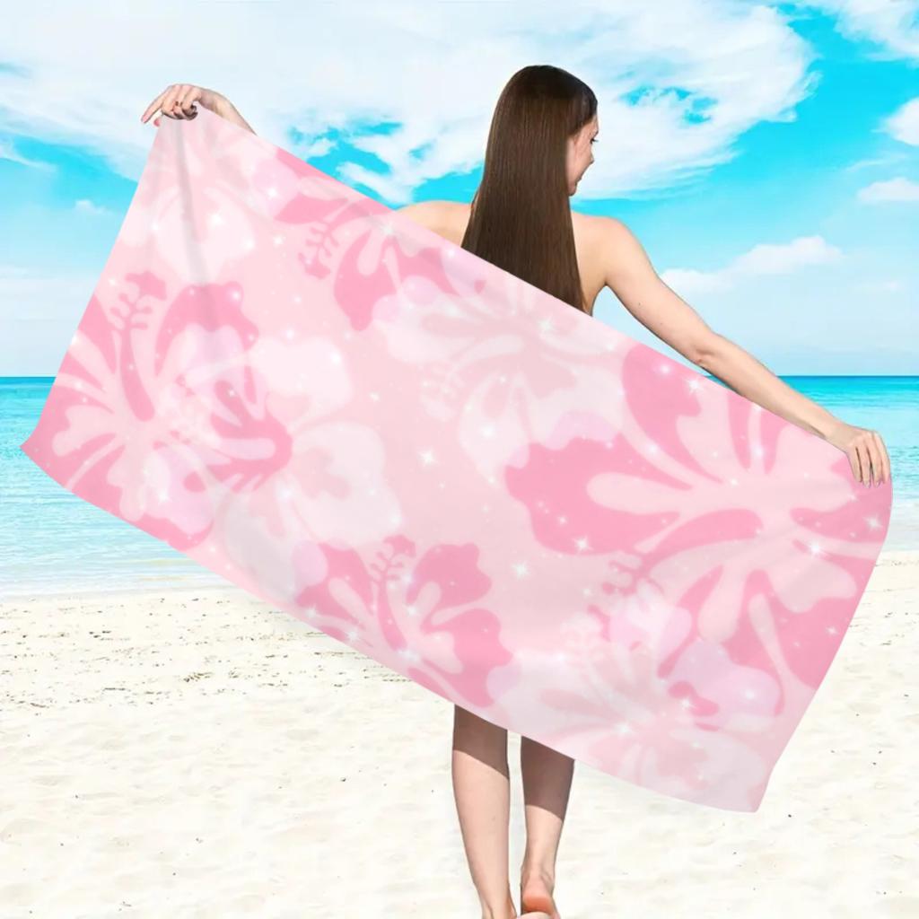 1pc Floral Minimalist Printed Beach Towel, Quick Drying Absorbent Swimming Towel, Suitable for Sports, Camping, Yoga