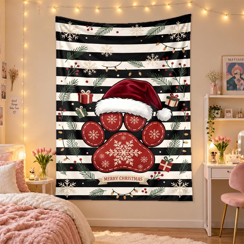 Weihnachtlich bedruckter Wandteppich für Schlafzimmer Wohnzimmer Wanddekoration Feiertagsgeschenk