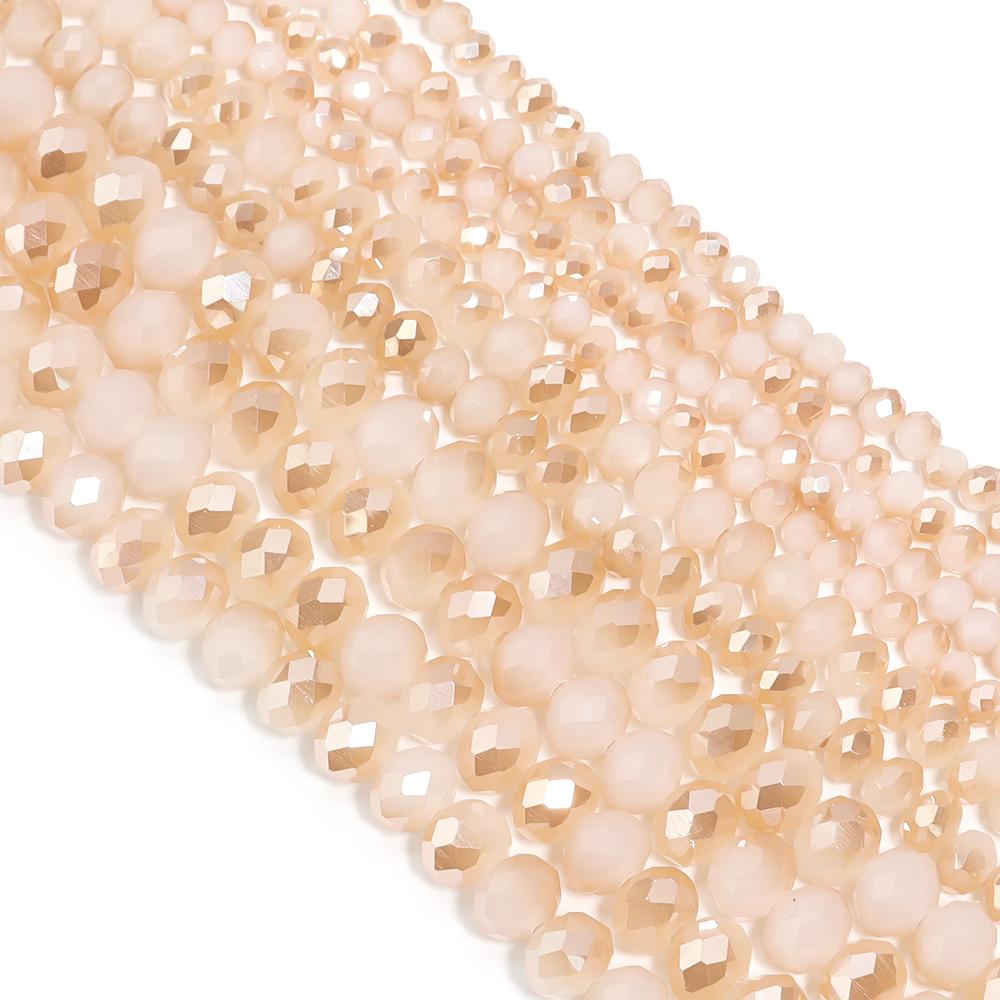 4/6/8mm Austria Faceted Crystal Beads White Jade Amber Glass Loose Beads For Jewelry Making DIY Bracelets Necklace Accessories