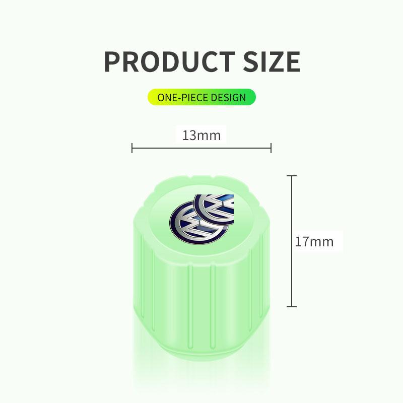 4x Fluorescent Green Car Wheel Tire Valves Caps Luminous Valve Dust Covers For Volkswagen VW Golf 4 7 MK3 4 7 Touran Polo Passat