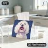 1pc Tissue Box, Vector Style Happy Fluffy Dog Pattern, 2D Flat Printing, Multi-Purpose, Easy To Carry, Napkin Dispenser, for Coffee Shops