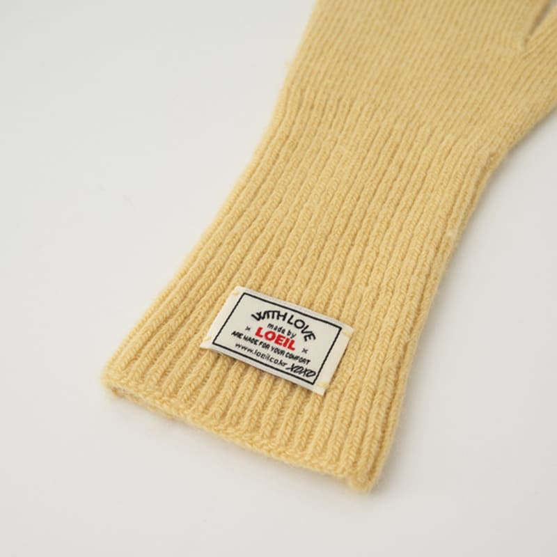 LOEIL Fingerhole Wool Knit Gloves - Yellow