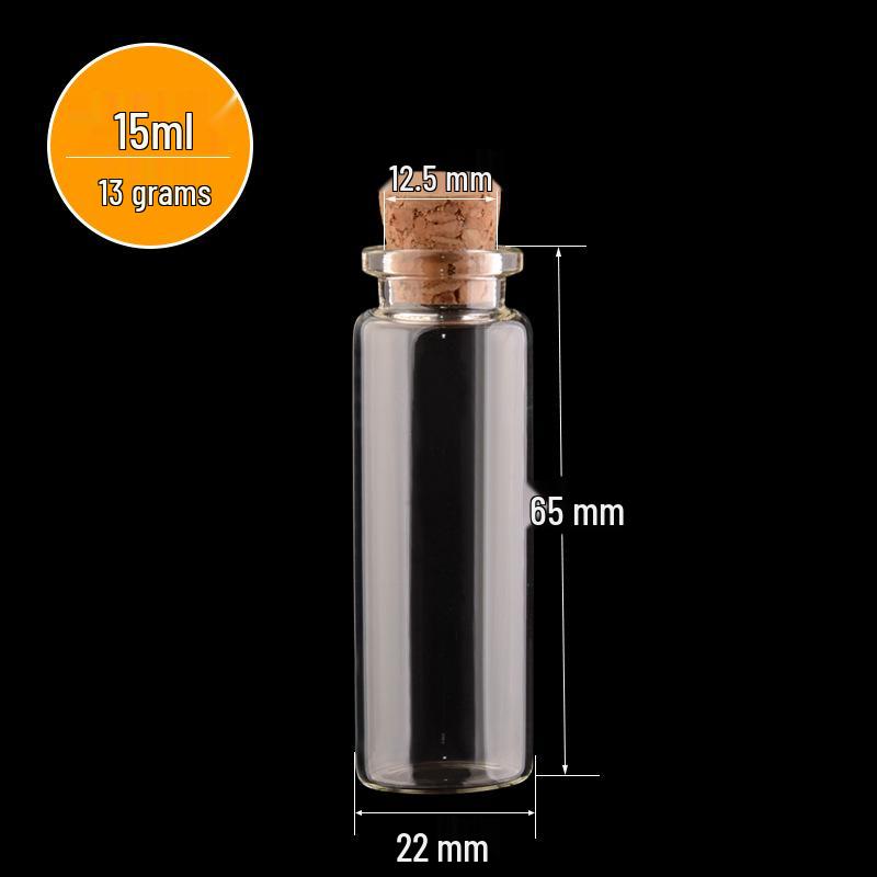 22mm Caliber Transparent Cork Stopper Cylinder Rainbow Glass Wish Bottle