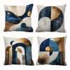 4pcs Linen Pillow Covers 45x45cm Abstract Art Cushion Cases Blue Gold Marble Geometric for Sofa Bed Decor Zipper Closure