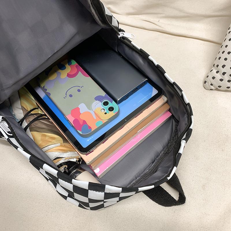 Schoolbag wholesale backpack women's new Korean version of fashion checkerboard college student backpack casual versatile junior high school student