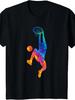 Men's Color Splash Basketball Dunk Sports Minimalist Chest Print Short Sleeve Crew Neck Casual Hoop