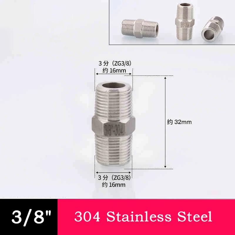 10pc 304 Stainless Steel Hexagonal Outer Wire Double Headed Straight Through Coupling Threaded Pipe Male Thread Hex Nipple Union