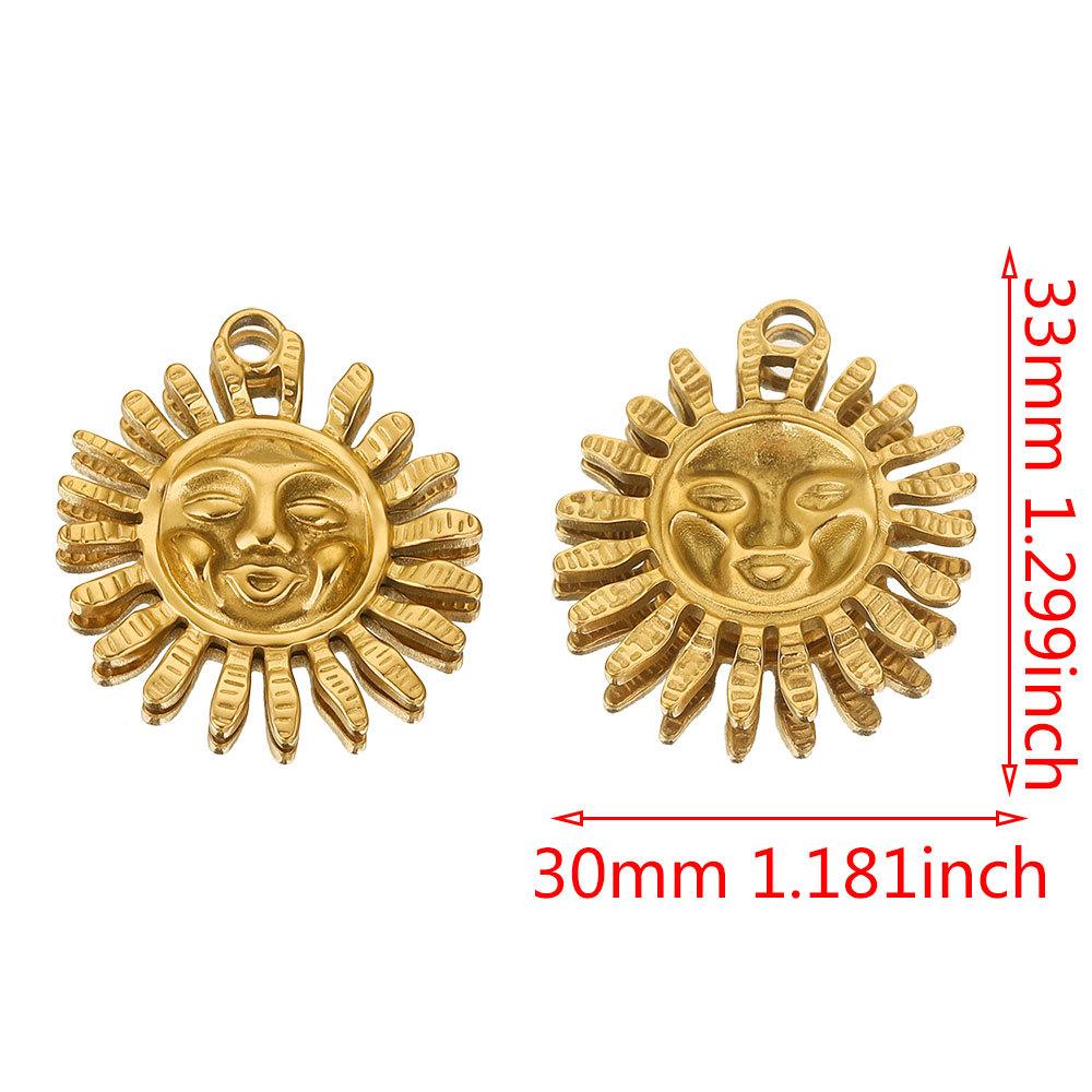 3pcs/Lot Vintage Stainless Steel Smiley Sun Moon Pendant Stainless Steel DIY Pendant Necklace Handmade Accessories