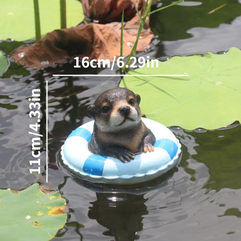 

Otter Swim Ring Resin Ornament for Pool, Fish Tank, or Garden.