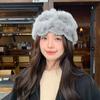 Korean Style Hand Crochet Cap Plush Faux Fur Hat Luxury Mesh Cap  Women