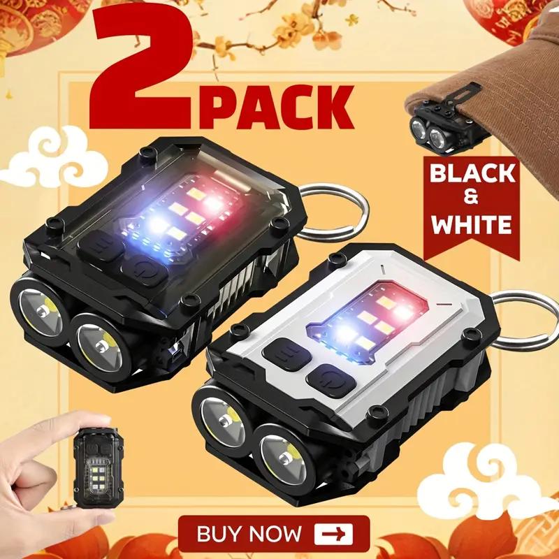 Clip-On Flashlight Rechargeable Mini EDC Keychain Torch,Compact Pocket COB Flash Light for Hiking Camping Fishing Holiday Gifts