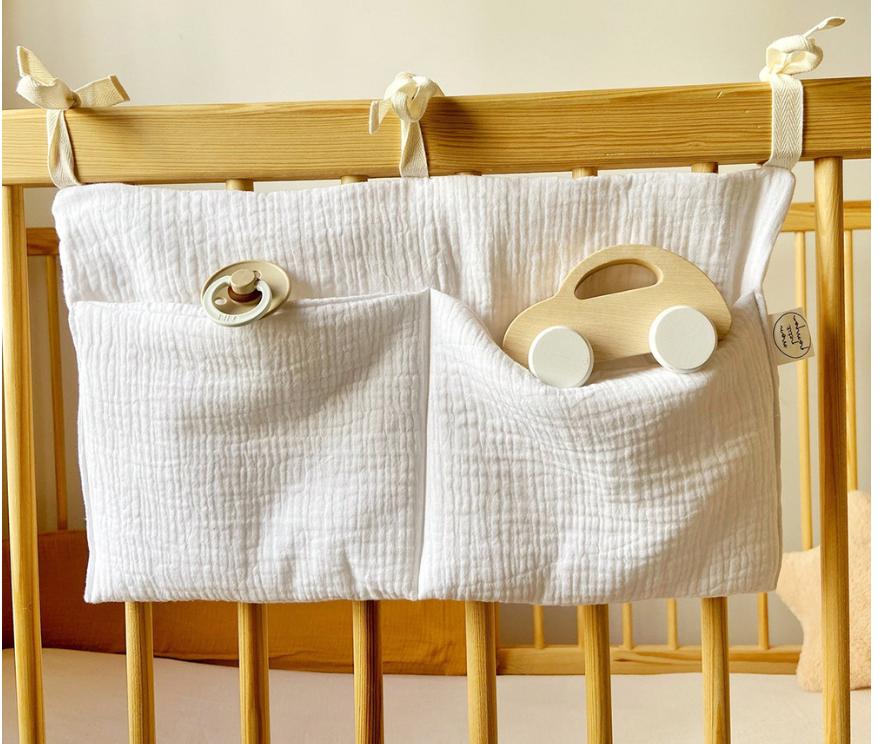 Baby Crib Organizer Cot Caddy Bed Storage Bag 2 Pockets Bedside Hanging Diaper Nursery Toys Bag Diapers Stroller Organize