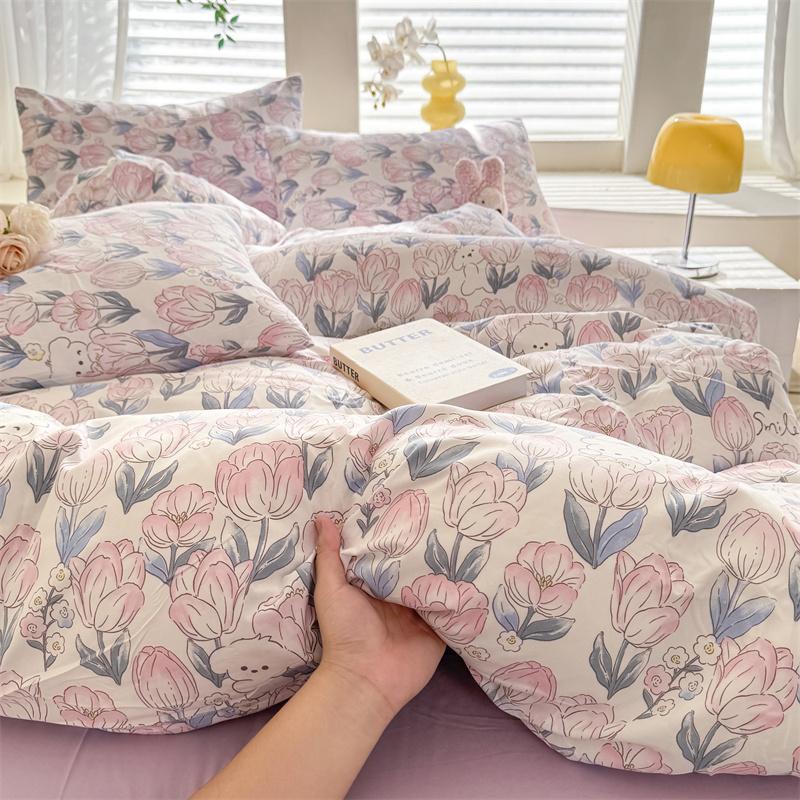 Bonenjoy Floral Style Duvet Cover Sets Single/Queen/King Soft Washed Cotton Bed Cover Sets Dekbedovertrek 240x220 Bedding Sets