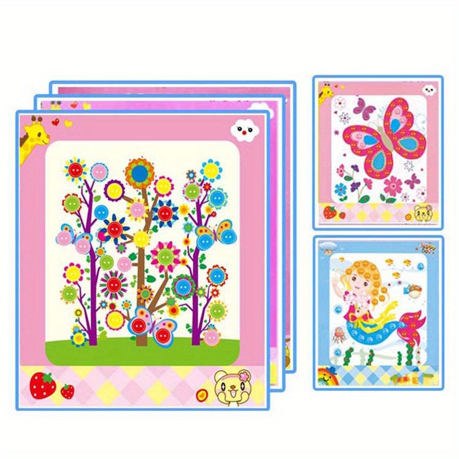 5/10pcs Button Mosaic Art Painting Kit DIY Cartoon Design Sticker Crafts Home Decorative Painting Back to School Gift Reward JXB